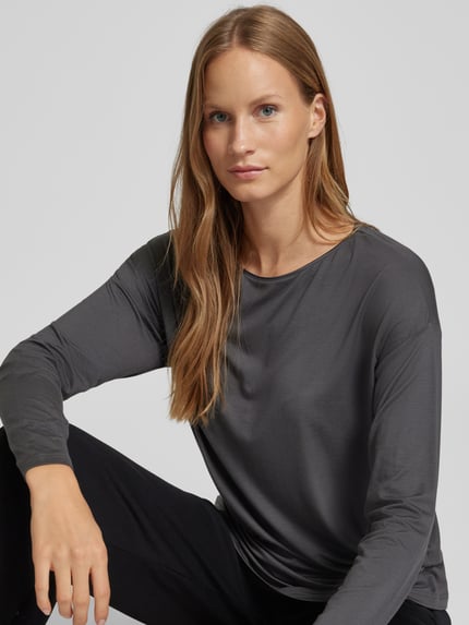 Mey Oversized shirt met lange mouwen en ronde hals Antraciet - 3
