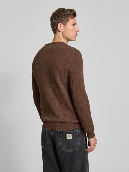 Blend Gebreide pullover met ribboorden, model 'BRANKO' Donkerbruin gemêleerd - 5