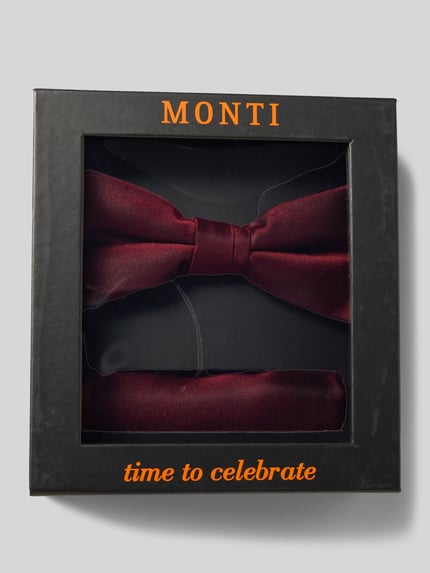 MONTI Strik en pochet in een set van pure zijde Bordeaux - 1