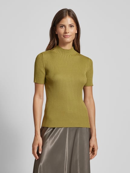 MORE & MORE Gebreid shirt met opstaande kraag Olijfgroen - 4