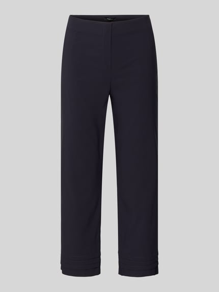 Produktfoto, Caprihose aus Viskose-Mix Modell 'Ina' von STEHMANN in Dunkelblau, Slim-Fit mit Drapierungen, Stretch-Anteil, Damen, schlichte Oberfläche