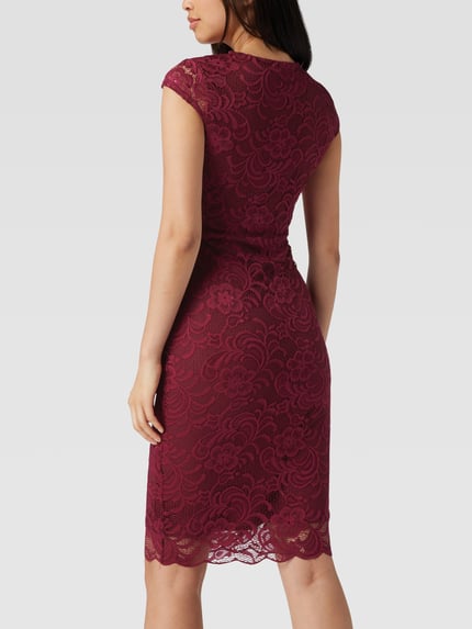 Lipsy Knielange cocktailjurk van kant Bordeaux - 5