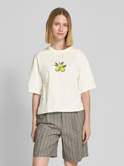 Jake*s Studio Woman T-shirt typu oversized z nadrukiem z motywem Złamany biały 4