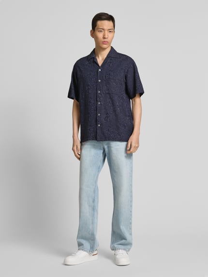 JACK & JONES Premium Freizeithemd mit Knopfleiste Modell 'AARON' Dunkelblau 1