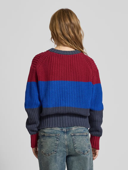 Calvin Klein Jeans Strickpullover mit Rundhalsausschnitt und Streifenmuster Bordeaux 5