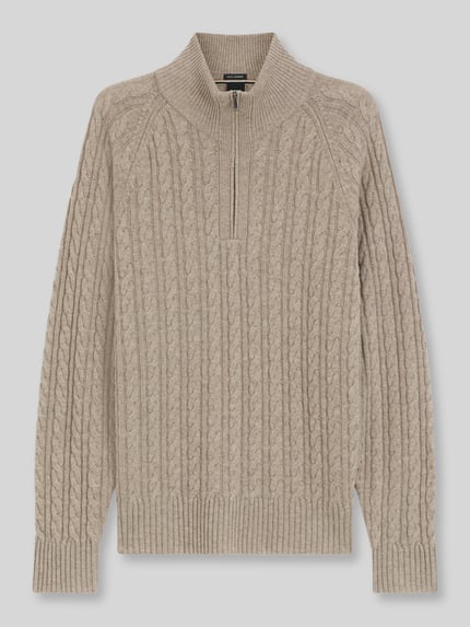 BOSS Pullover aus Wolle mit halbem Reißverschluss Beige 2