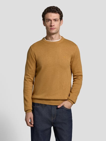 Christian Berg Men Regular fit gebreide pullover van mix van katoen en wol Donkergeel gemêleerd - 4