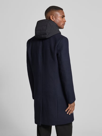 CG – CLUB of GENTS Lange jas met capuchon, model 'MARNI' Marineblauw - 5