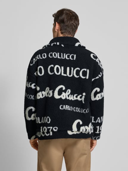 Carlo Colucci Oversized Teddyjacke mit Reißverschluss Black 5