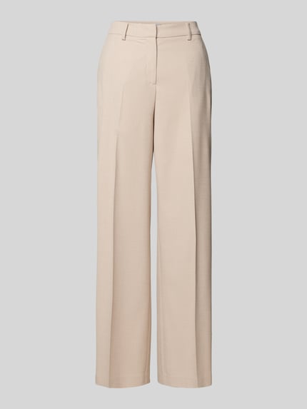 Produktfoto, Hose mit Bügelfalten und Paspeltaschen am Gesäß von More & More, Damen, weiter Schnitt im Material-Mix mit Viskose-Anteil, beige.