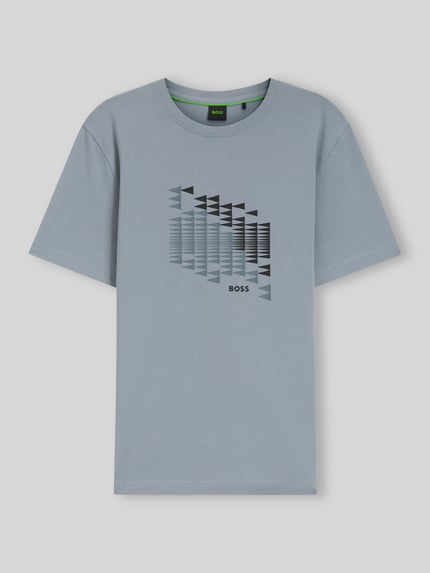 BOSS Green Relaxed Fit T-Shirt aus Baumwoll-Mix Modell 'TS_NETWORK FLAG' Rauchblau 2