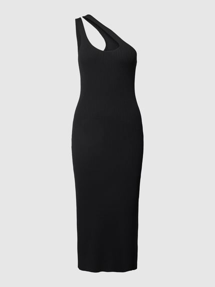 Tom Tailor Denim Knielange jurk met one shoulder-band Zwart - 2