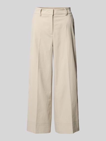 Produktfoto, Damen Stoffhose von Cambio, Wide-Fit, Haken-Reißverschluss, Eingrifftaschen, Bügelfalte, Modell 'CARA', cremefarben