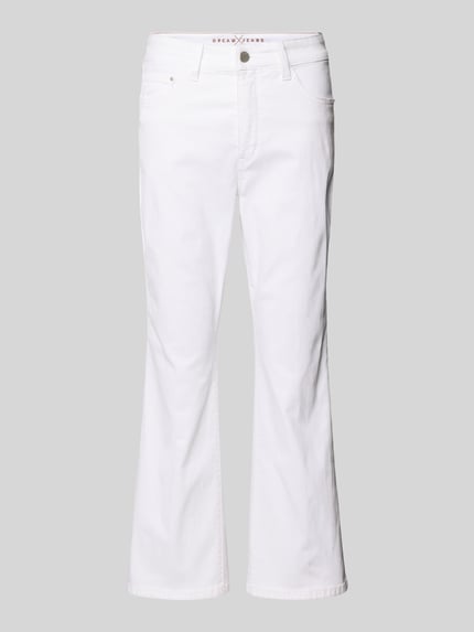 Produktfoto, weiße Jeans mit Eingrifftaschen Modell 'Dream Kick' von MAC, Regular Fit aus Baumwoll-Mix mit Stretch-Anteil, glatte Textur