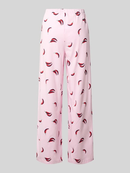 Productfoto, Wide Fit Pyjama-Hose aus Baumwoll-Mix van Mey, damespyjamabroek van katoenmix met all-over motiefprint, elastische band met tunnelkoord