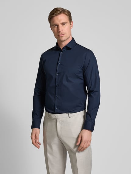s.Oliver BLACK LABEL Shaped fit zakelijk overhemd van katoenstretch Marineblauw - 4