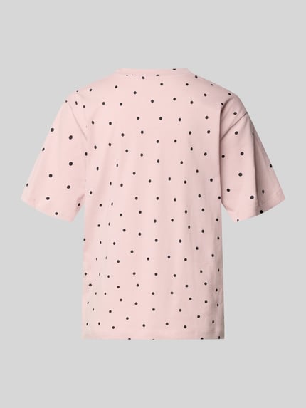 Produktfoto, Regular Fit T-shirt met ronde hals van Jake*s Casual, puur katoen, dames, lichtroze met zwarte stippen, met korte mouwen