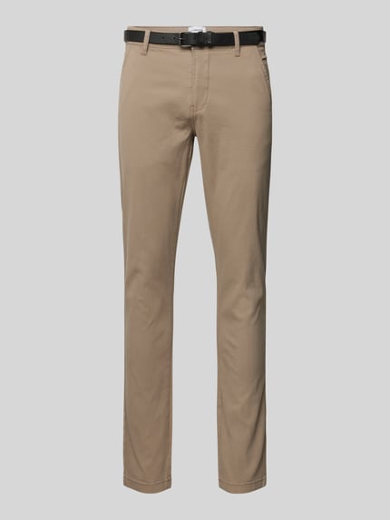 Lindbergh Chino w kroju regular fit z paskiem Piaskowy 2