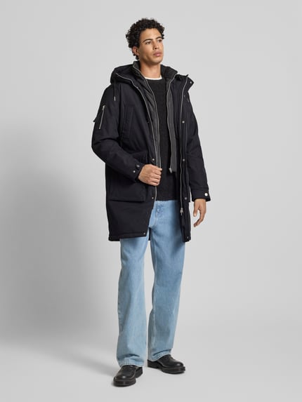 JACK & JONES Parka z kieszeniami z patką model ‘WOOD’ Czarny 1