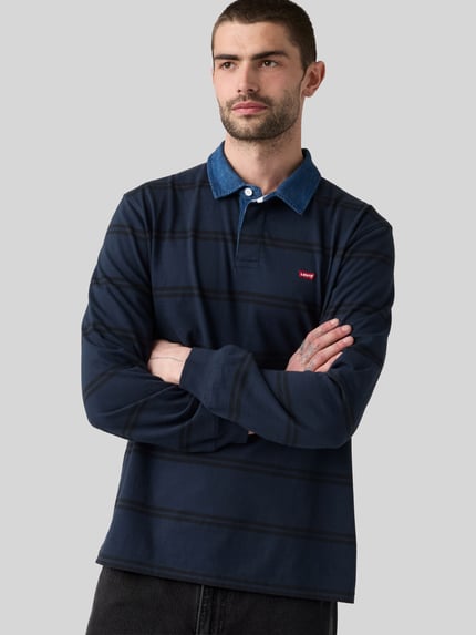 Levi's® Relaxed Fit Poloshirt aus reiner Baumwolle Modell 'RUGBY ENNIS' Dunkelblau 1