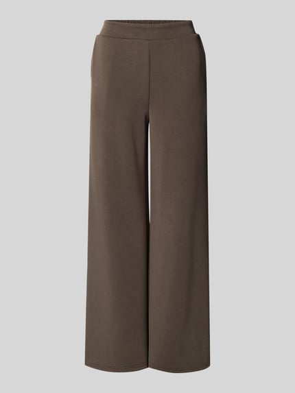 Produktfoto, braune Wide Leg Sweatpants mit elastischem Bund Modell 'Helle' von My Essential Wardrobe, glatte Textur, Damen Sweatpants mit Viskose-Anteil, gerade Form, entspannter Look