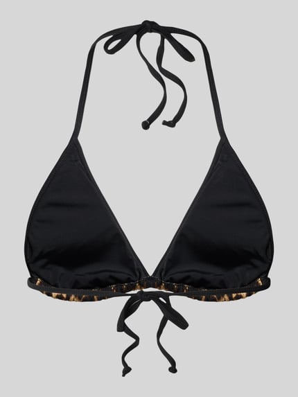 Produktfoto, Bikini-Oberteil mit Schnürung Modell 'TAIA' von Neo Noir im schwarzen Allover-Look, Material-Mix mit Stretch-Anteil, körpernahe Passform