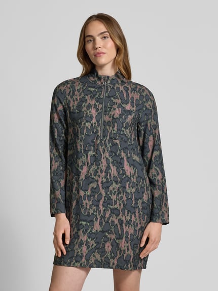Jake*s Studio Woman Knielanges Kleid aus Viskose-Mix mit Troyer-Kragen Bordeaux 4