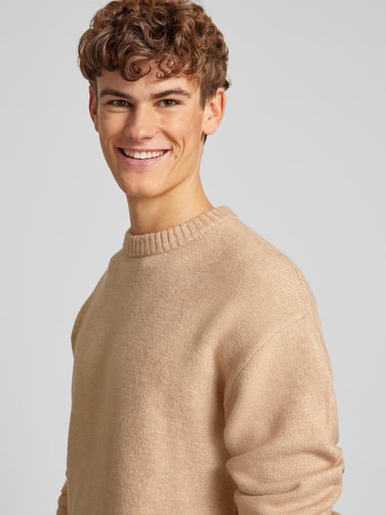 JACK & JONES Strickpullover mit Woll-Anteil Modell 'OLLIE' Beige 3