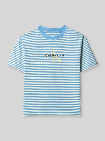 Calvin Klein Jeans Regular Fit T-Shirt mit Logo Print aus reiner Baumwolle Bleu 2