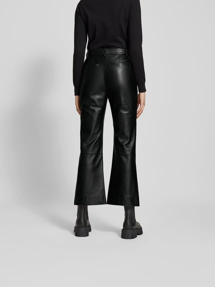 Victoria Beckham High waist leren broek van lamsnappa met deelnaad Zwart - 5