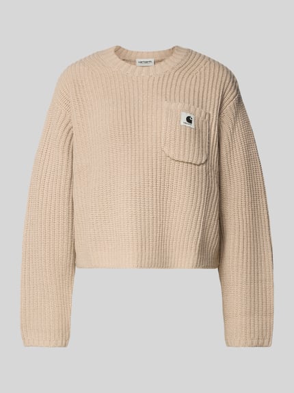 Carhartt Work In Progress Cropped Strickpullover mit Woll-Anteil Modell 'MIRA' Beige 2