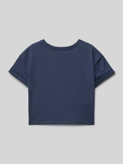 MANGO Boxy Fit T-Shirt mit Motiv-Stitchings Modell 'seashell' Marine 3