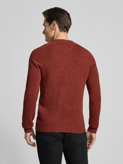 MCNEAL Regular Fit Strickpullover aus reiner Wolle Dunkelrot Melange 5