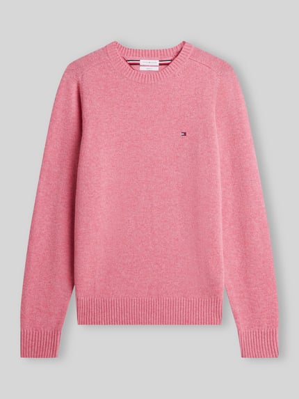 Tommy Hilfiger Regular Fit Pullover aus Lammwoll-Mix Pink Melange 2