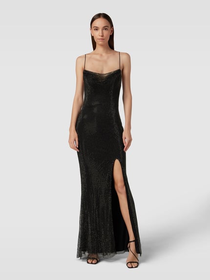 LUXUAR FASHION Abendkleid aus Netzstoff mit Ziersteinbesatz Black 4