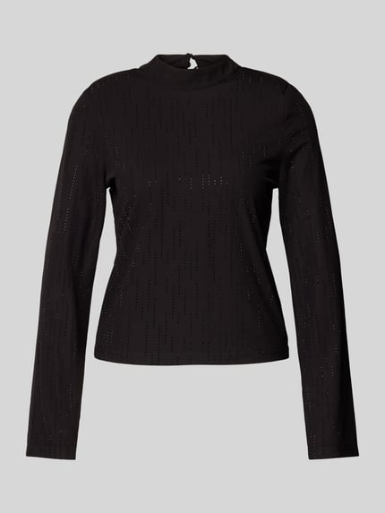 mbyM Shirt met lange mouwen en strass-steentjes, model 'Asira' Zwart - 2