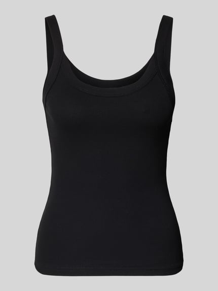 Produktfoto, Trägertop in Ripp-Optik van Gina Tricot, zwart, katoen-elastaanmix, slim fit, ronde hals, ruglengte maat S 35 cm