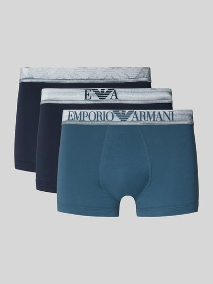 Emporio Armani Slim Fit Trunks mit Logo-Stitching im 3er-Pack Dunkelblau 1