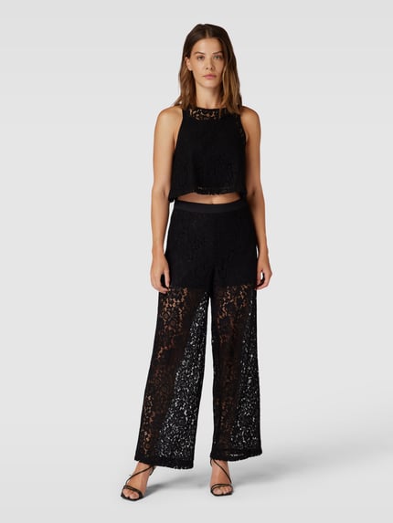 OBJECT Stoffen broek in semi-transparant design Zwart - 1