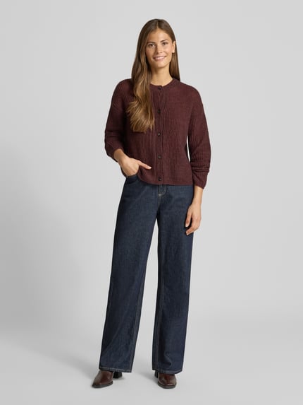 MM by Max Mara Regular fit gebreid jack met wol, model 'MALOU' Aubergine - 1