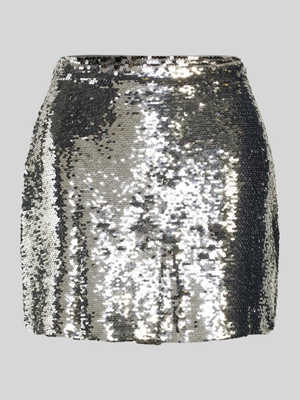MANGO Minirock mit Paillettenbesatz Silber 2