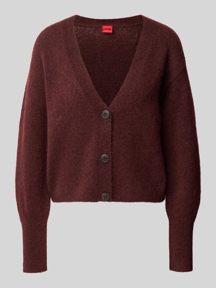 HUGO Cardigan aus Wolle mit Logo-Detail Modell 'Sirala' Bordeaux 2