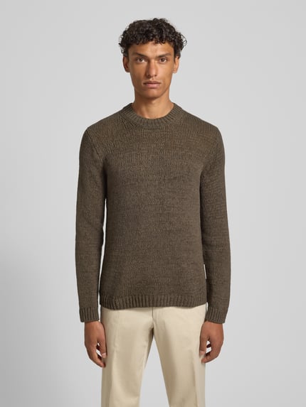 Marc O'Polo regular fit gebreide pullover van katoenmix Donkerbruin - 4