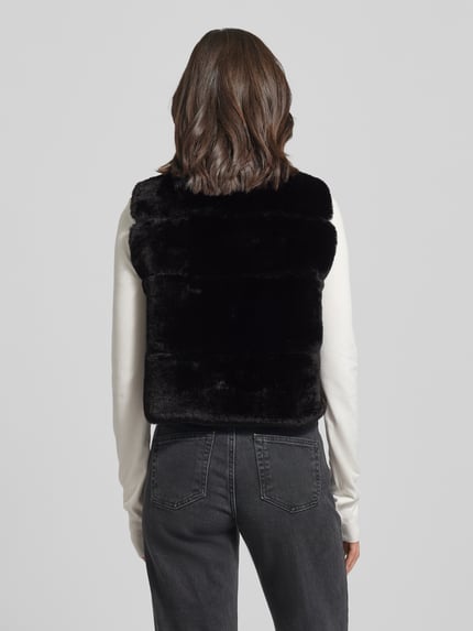 b.young Regular fit gilet van imitatiebont, model 'Askana' Zwart - 5