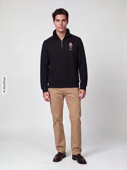 Polo Ralph Lauren Rollkragenpullover mit gesticktem Bärenmotiv Black 1