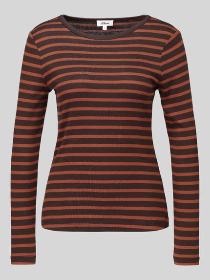 s.Oliver RED LABEL Longsleeve mit abgerundetem Saum Dunkelbraun 2