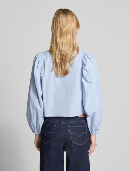 Gina Tricot Cropped Hemdbluse mit Schnürverschluss Hellblau 5