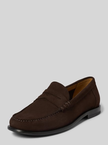 BOSS Loafersy z naturalnej skóry bydlęcej model 'TEVAN_MOCC' Ciemnobrązowy 1