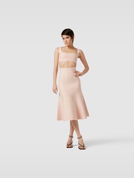 Victoria Beckham Midirok met van viscosemix Abrikoos - 1