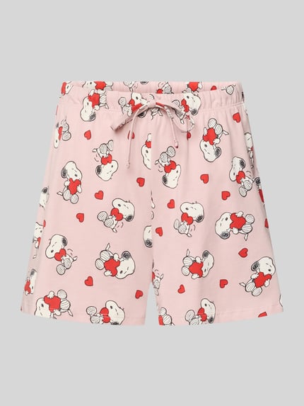 Productfoto, Pyjama-Hose im Allover-Look van Jake*s Casual, roze met rood-witte motieven, pure katoen, relaxed fit, elastische tailleband